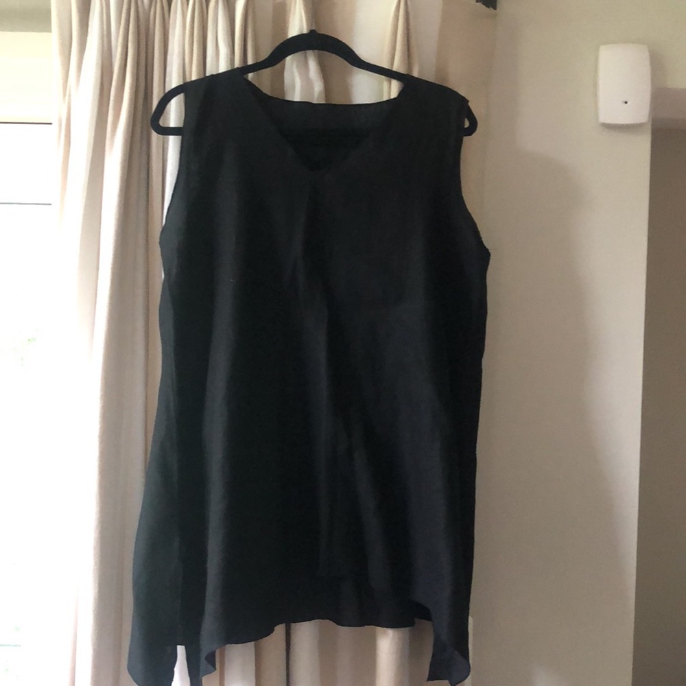 Heydari 100% linen black v-neck sleeveless tunic